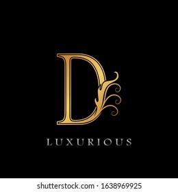 Golden Luxurious Initial Letter D  Logo,   Golden  vector design concept luxury letter logo icon for luxuries business indentity.