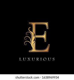 Golden Luxurious Initial Letter E  Logo,   Golden  vector design concept luxury letter logo icon for luxuries business indentity.