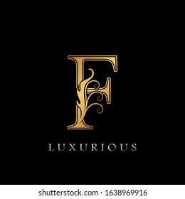 Golden Luxurious Initial Letter F  Logo,   Golden  vector design concept luxury letter logo icon for luxuries business indentity.