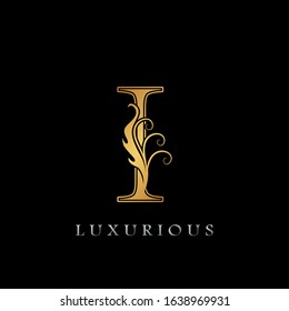 Golden Luxurious Initial Letter I  Logo,   Golden  vector design concept luxury letter logo icon for luxuries business indentity.