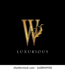 Golden Luxurious Initial Letter W Logo,   Golden  vector design concept luxury letter logo icon for luxuries business indentity.