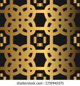 Golden Luxurious Seamless Pattern. Vintage Concept Suitable for Wallpaper, Card, Invitation, Printing Art, Vector Background.