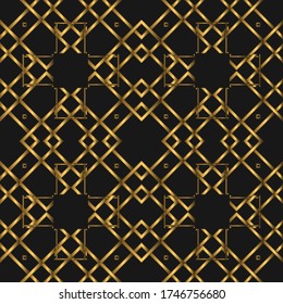 Golden Luxurious Seamless Pattern. Vintage Concept Suitable for Wallpaper, Card, Invitation, Printing Art, Vector Background.