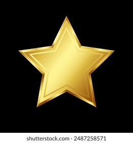 Golden luxury 3D star on black background.Rating, award ceremony.Vector stock illustration.