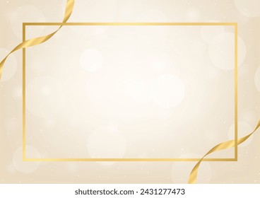 Golden Luxury Abstract Background with Ribbon. Invitation Card. Vector Illustration. 