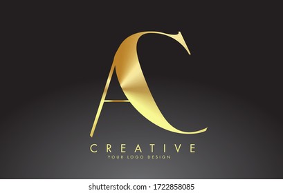 Golden Luxury AC A C Letters Logo Design Vector Illustration.