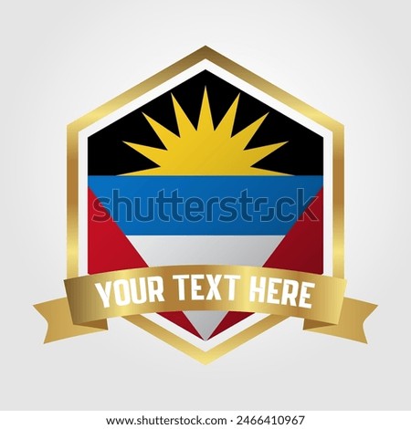 Golden Luxury Antigua and Barbuda Label Vector Illustration