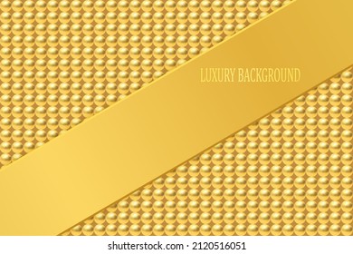 Golden luxury background with golden beads. Vector illustration.