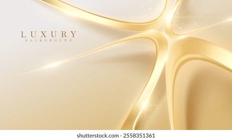 Golden luxury background with glow and bokeh effect decoration. Vector illustration.