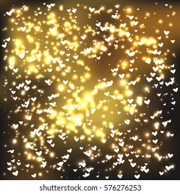 Golden luxury background with hearts, vector