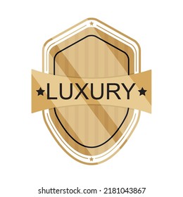 golden luxury badge on white background