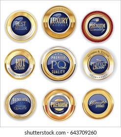Golden luxury badges retro design collection