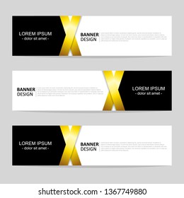 Golden luxury banner collection. Set of abstract vector banners template in gold color. Can be adapt to brochure, magazine, poster, gold banner presentation. Modern design template for web.