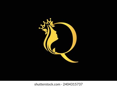 Golden Luxury Beauty Classic Letter Q Brand Icon
