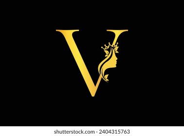 Golden Luxury Beauty Classic Letter V Brand Icon
