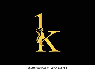 Golden Luxury Beauty Classic Letter K Brand Icon
