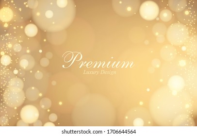 Golden Luxury bokeh background. Soft blur light effect wallpaper. Abstract background bokeh blurred. Shiny bokeh light effect. Vector illustration.