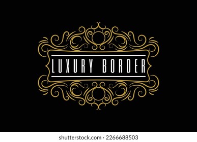 Golden Luxury Border Frame Royal Badge Emblem Stamp Label Logo Design Vector