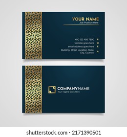 Golden Luxury Business Card Template Visiting Card Design with Ornament Gold Elegant Border Background