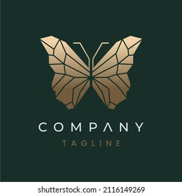 Golden Luxury Butterfly Logo Design Vector