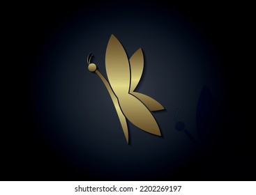 Golden luxury butterfly mockup vector illustration. Golden mockup butterfly design