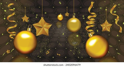 Golden and luxury Christmas,new year balls template,elements light colorful background wih vector illustration.