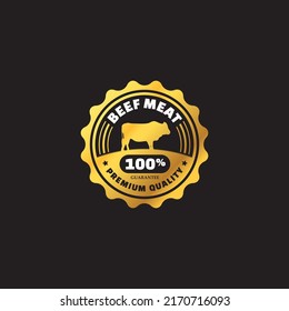 golden luxury elegant style 100 percent beef meat stamp for processed beef meat products business. vector eps 10