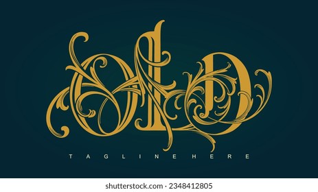 Golden luxury embracing old lettering monogram logo vector illustrations for your work logo, merchandise t-shirt, stickers and label designs, poster, greeting cards advertising business company brands