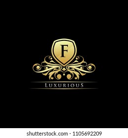 Golden Luxury F Letter Design Logo