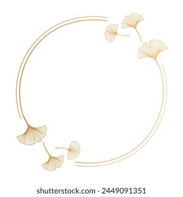 Golden luxury frame with contour plants and flowers for invitation. Template, vector