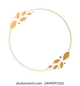 Golden luxury frame with contour plants and flowers for invitation. Template, vector