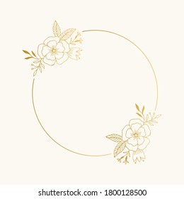 Golden luxury frame with floral design. Elegant modern style. Vector isolated illustration.