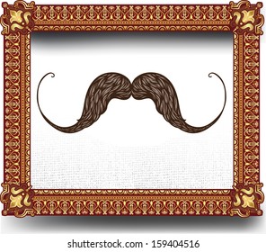 Golden luxury frame with picture of mustache