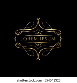 Golden luxury frame vector logo template