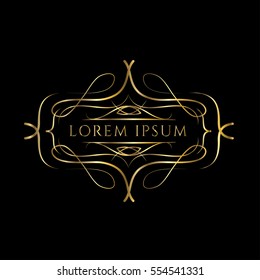 Golden luxury frame vector logo template