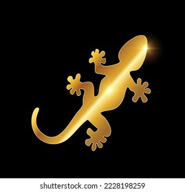 Golden Luxury Gecko Vector icon Illustration in black background with gold shine effect