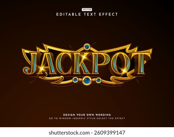 golden luxury gold diamond jackpot with wing frame fantasy game logo 3d text effect