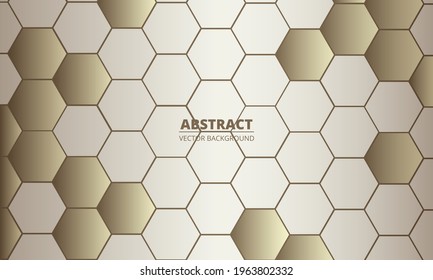 Golden luxury hexagonal abstract technology vector background  Gold honeycomb texture grid  Light geometric hexagon banner  Vector illustration 