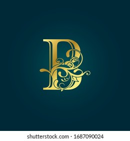 Golden Luxury Initial Letter B Logo Icon Vector Design Concept Floral Leaf with Letter.