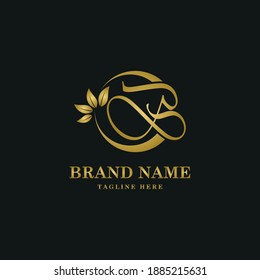 Golden Luxury Initial Letter B On Circle Leaves For Cosmetic, Restaurant, Boutique, Hotel Logo Concept Vector