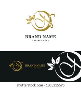 Golden Luxury Initial letter N on circle leaves for cosmetic, restaurant, boutique, hotel logo concept vector