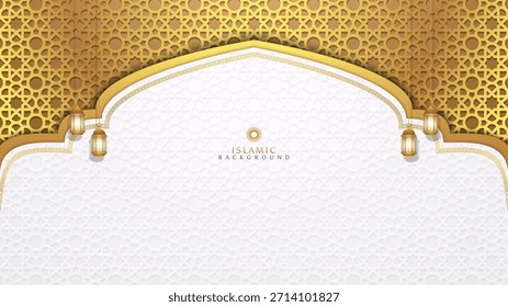 Fondo islámico de lujo dorado con lámpara colgante