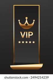 Golden luxury label and banner, gold premium quality certificate ribbon, vector badge. Luxury VIP and premium quality sticker tag and banner