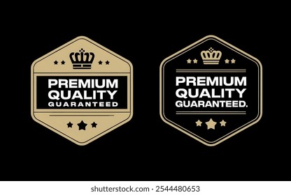 Golden luxury labels and badges premium quality certificate ribbons vector illustration