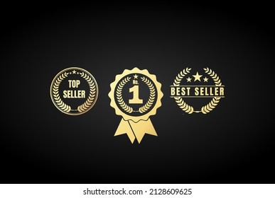 Golden Luxury Laurel Leaf for Top Best Number One Seller Badge Emblem Label Design Vector