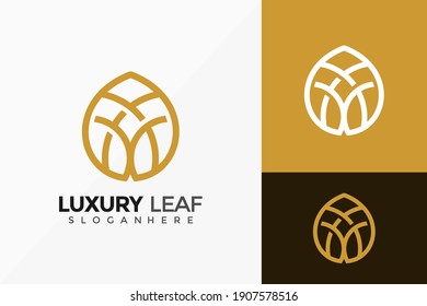 Golden Luxury Leaf Logo Design, Minimalist modern Logos Designs Vector Illustration Template