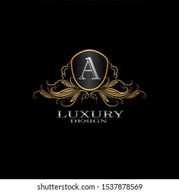 Logo Luxury Golden Color Royal Brand Stock Vector (Royalty Free) 1193386786