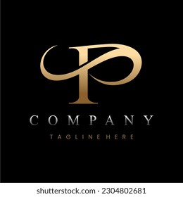 Golden Luxury Letter P Logo Design