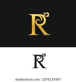 Golden Luxury  Letter R Logo Design Vector,  Abstract, Ornamental Design