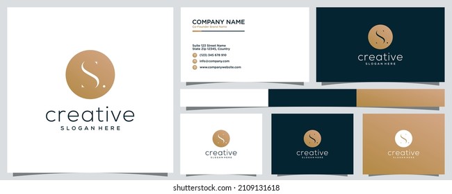 Golden luxury letter s logo template with business card design